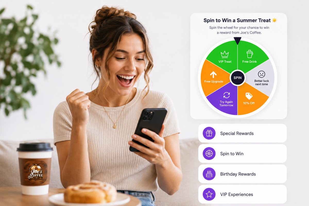 Spin to Win wheel displayed in the customer app